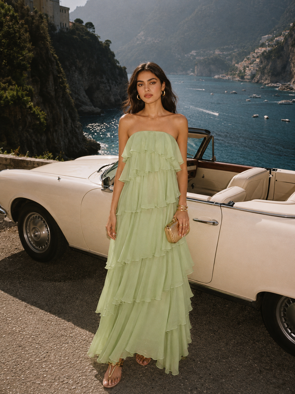 Cordelia Ruffle Maxi Dress With Detachable Straps
