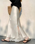 Dagny Satin Lace Midi Skirt