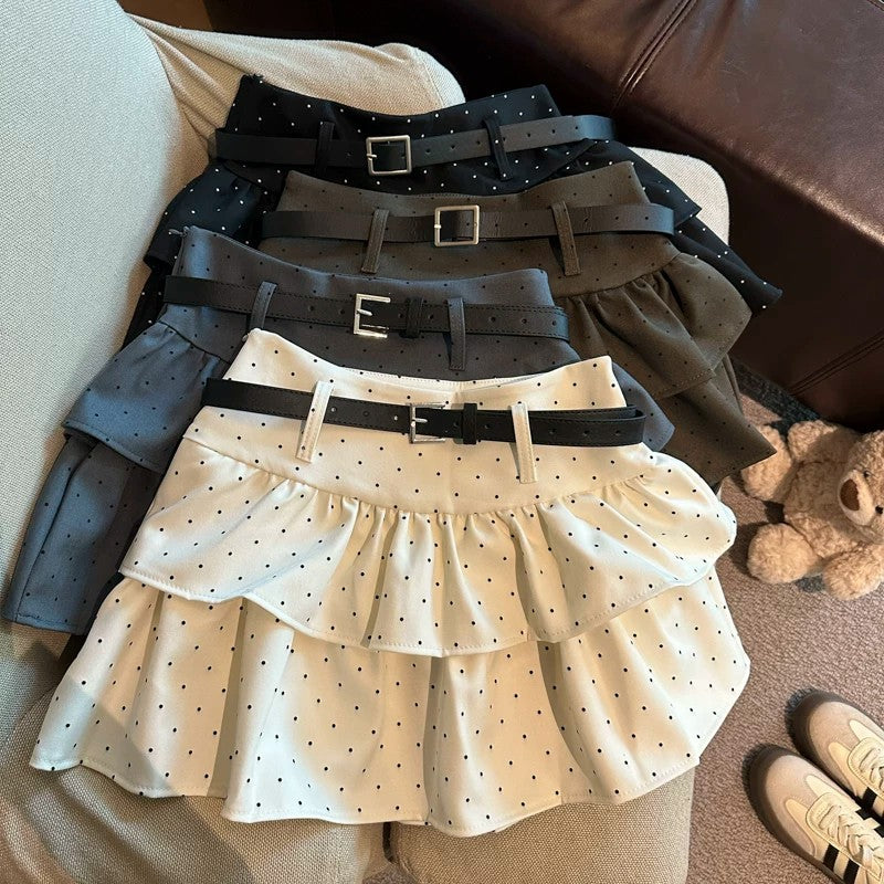 Effy Ruffle Polka Skorts With Belt