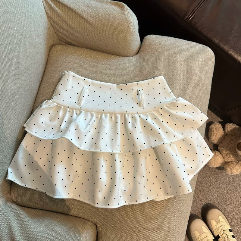 Effy Ruffle Polka Skorts With Belt