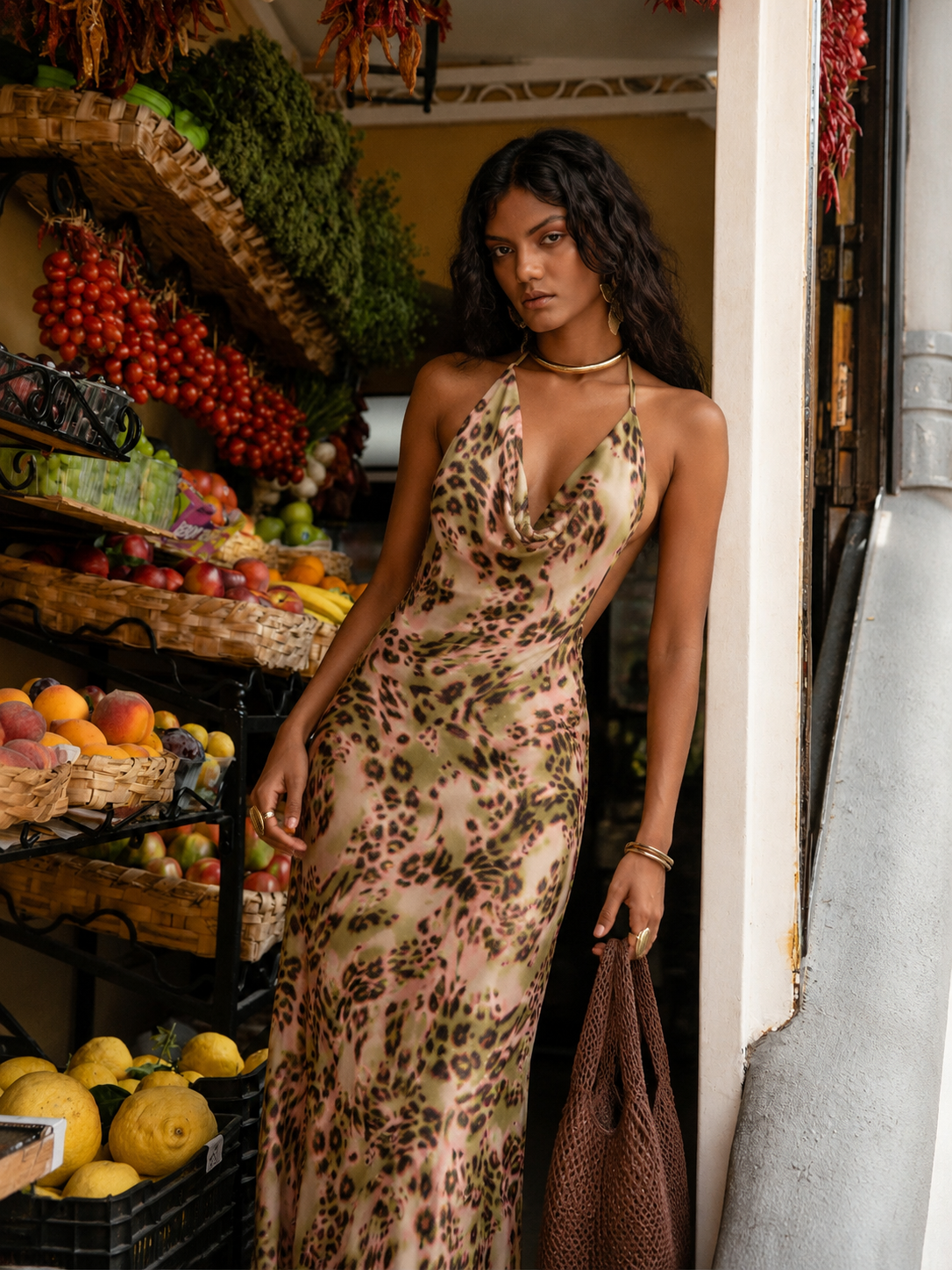 Eleni Halterneck Printed Maxi Dress
