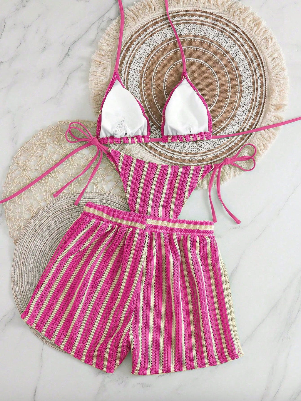 Estrella 2 Pcs Stripe Swimsuit With Shorts