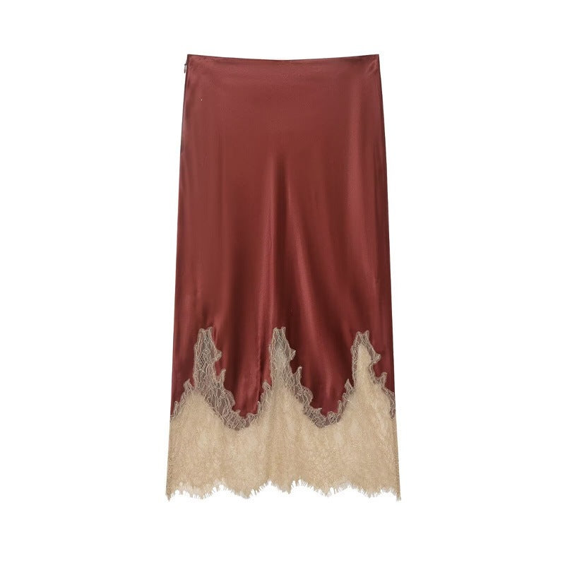 Inger Satin Lace Midi Skirt
