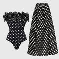 Orthan 1Pc Ruffle Polka Swimsuit With Skirt